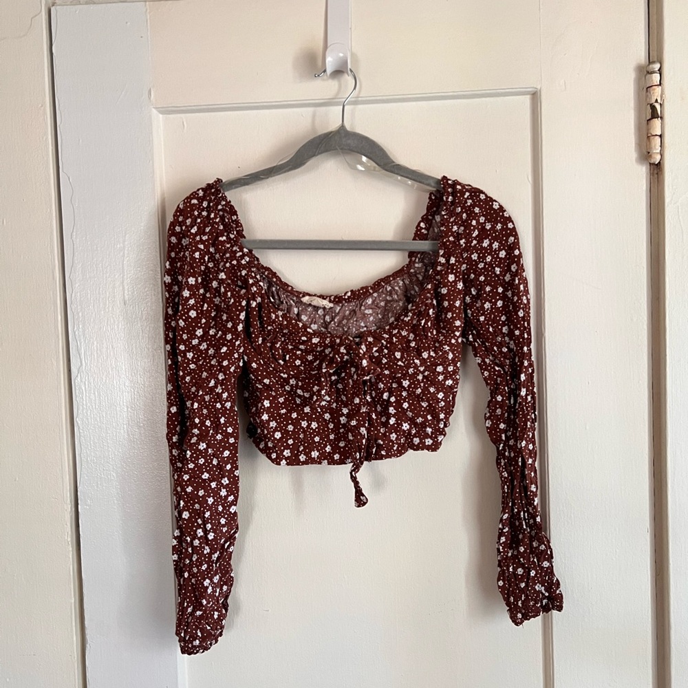 pacsun brown floral long sleeve